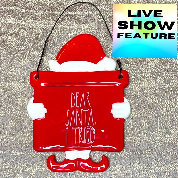 Rae Dunn “DEAR SANTA, I TRIED” Plaque Sign New Red